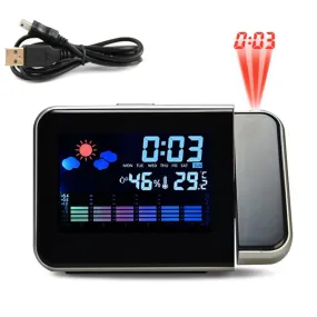 LED Digital Alarm Clock Watch Table Electronic Desktop Clocks USB Wake Up FM Radio Time Projector Snooze Function 2 Alarm