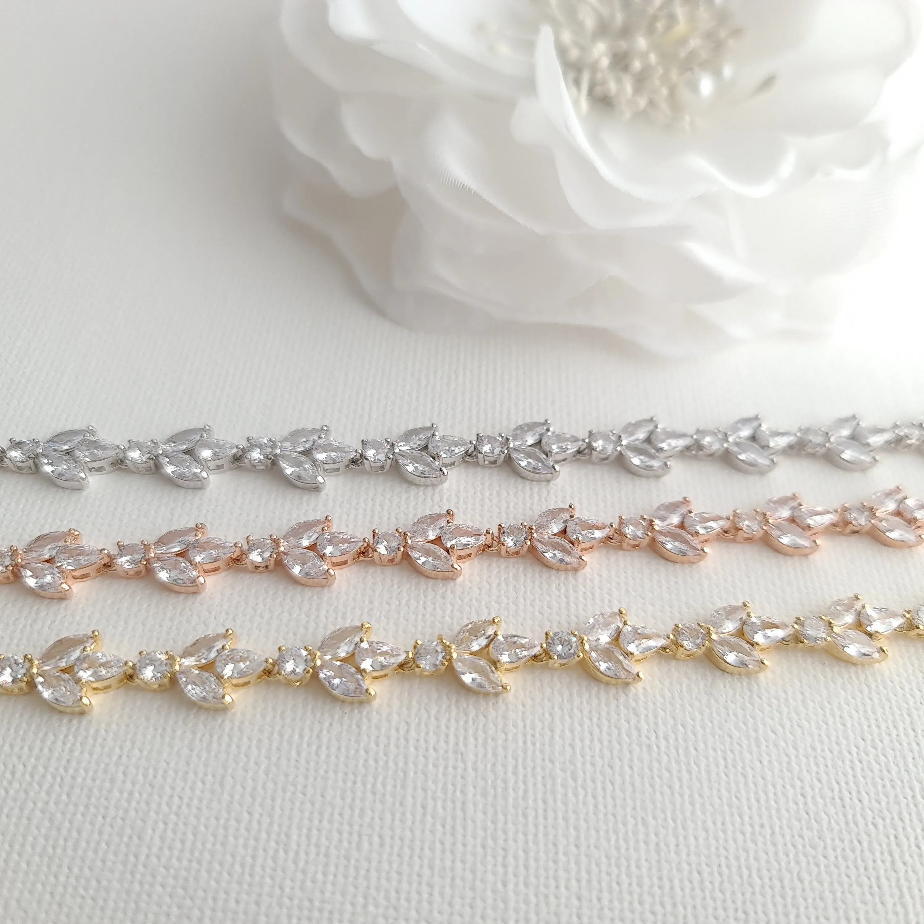 Light Gold Color Bridal Bracelet-Anya