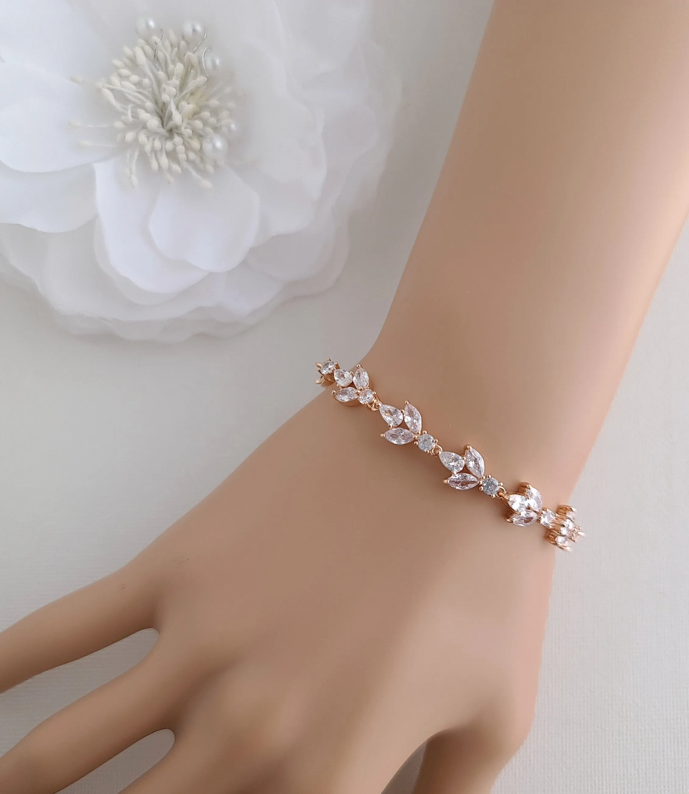 Light Gold Color Bridal Bracelet-Anya