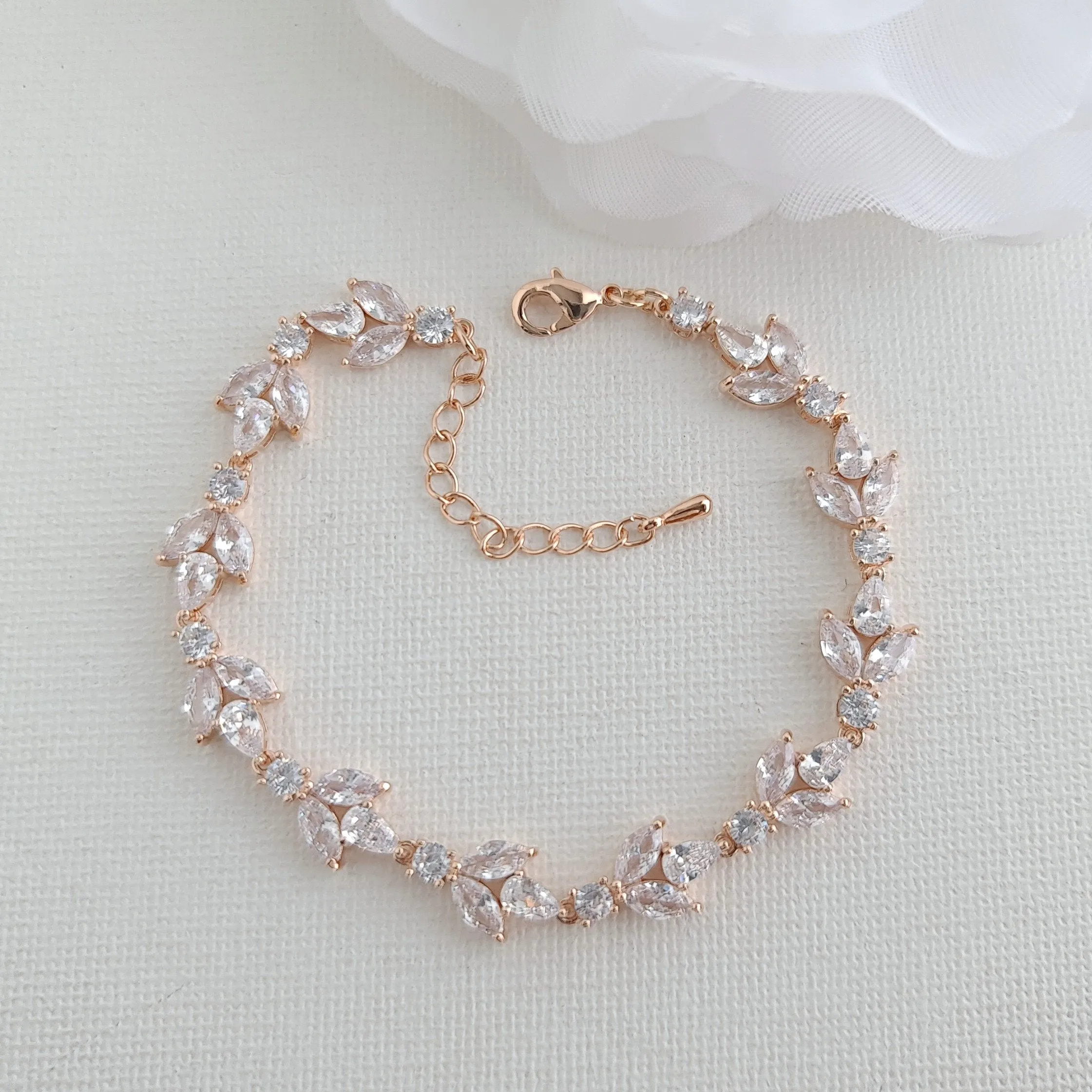 Light Gold Color Bridal Bracelet-Anya