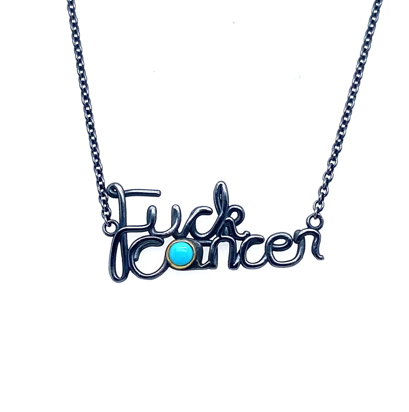 Lika Behar Oxidized "F*CK CANCER" Necklace