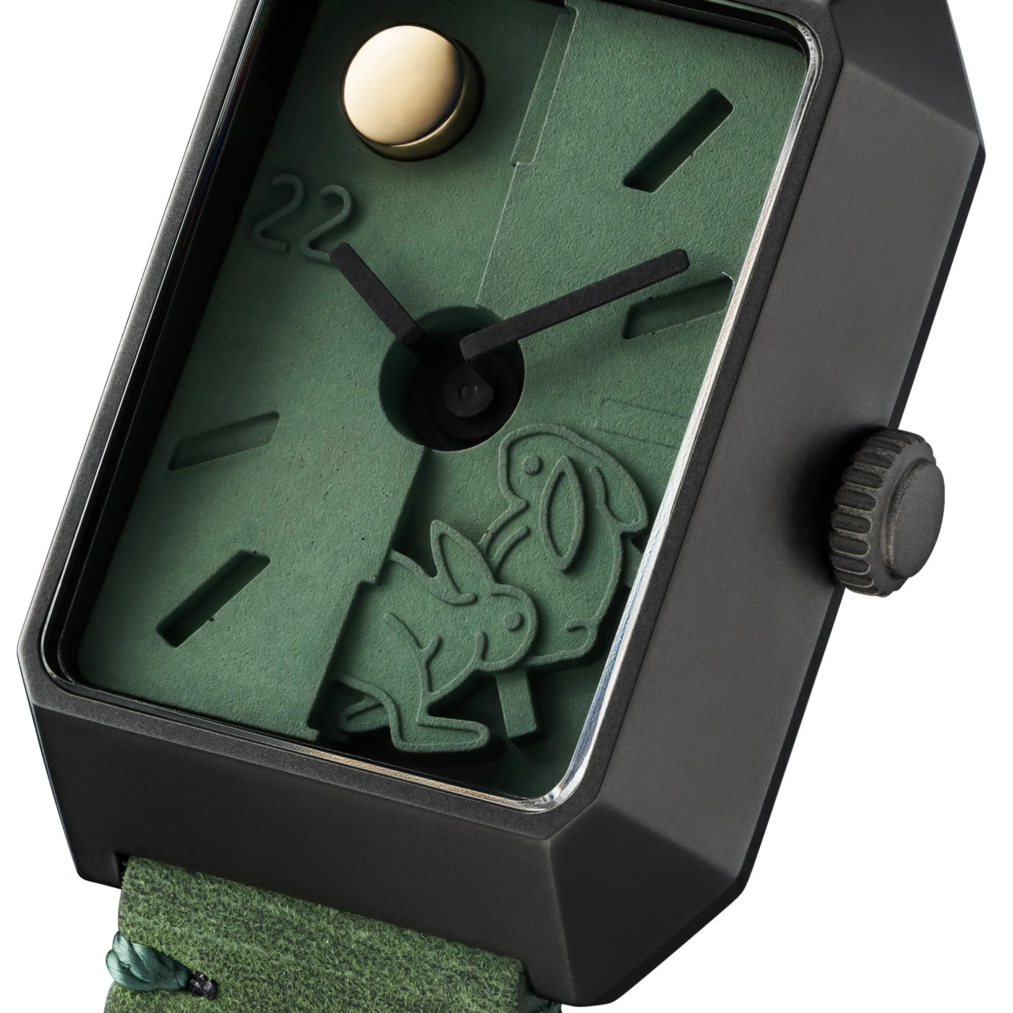 Limited Rabbit Edition Concrete Watch Manual Wind_Moss green (Woman)