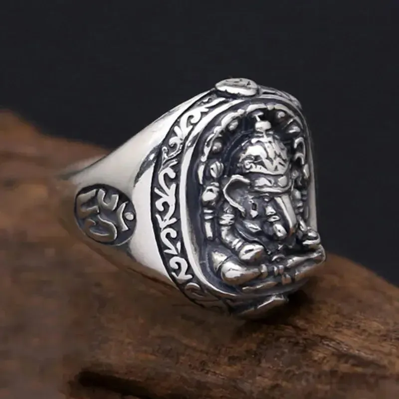 Lord Ganesha Om Stainless Steel Ring