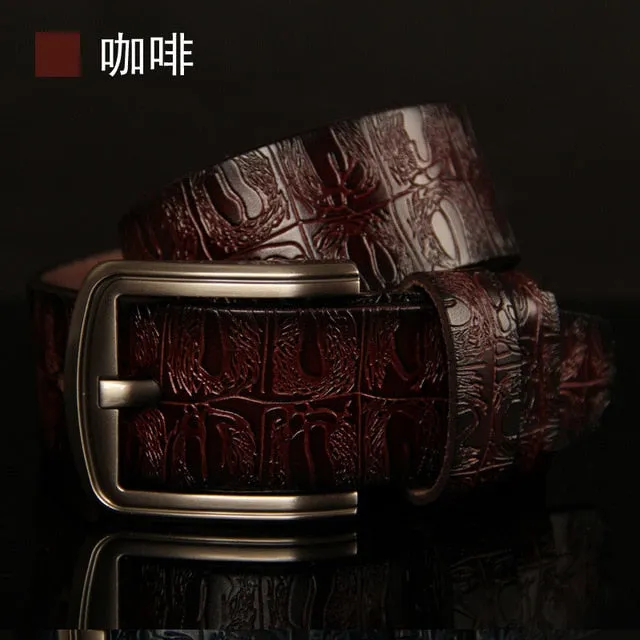 Luxury Crocodile Pattern Leather Men Belt