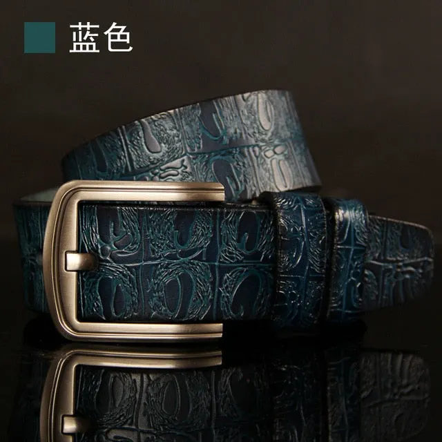 Luxury Crocodile Pattern Leather Men Belt