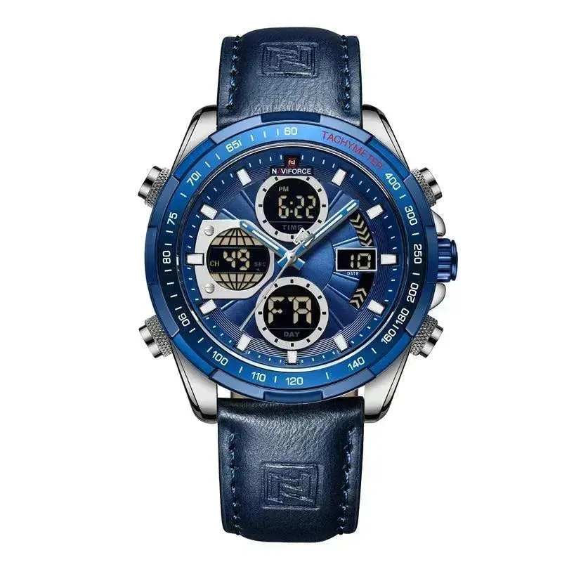 Luxury Men's Waterproof Sports Leather Strap Electronic Multi-function Watch