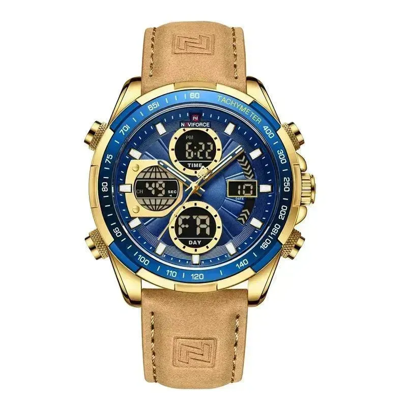 Luxury Men's Waterproof Sports Leather Strap Electronic Multi-function Watch