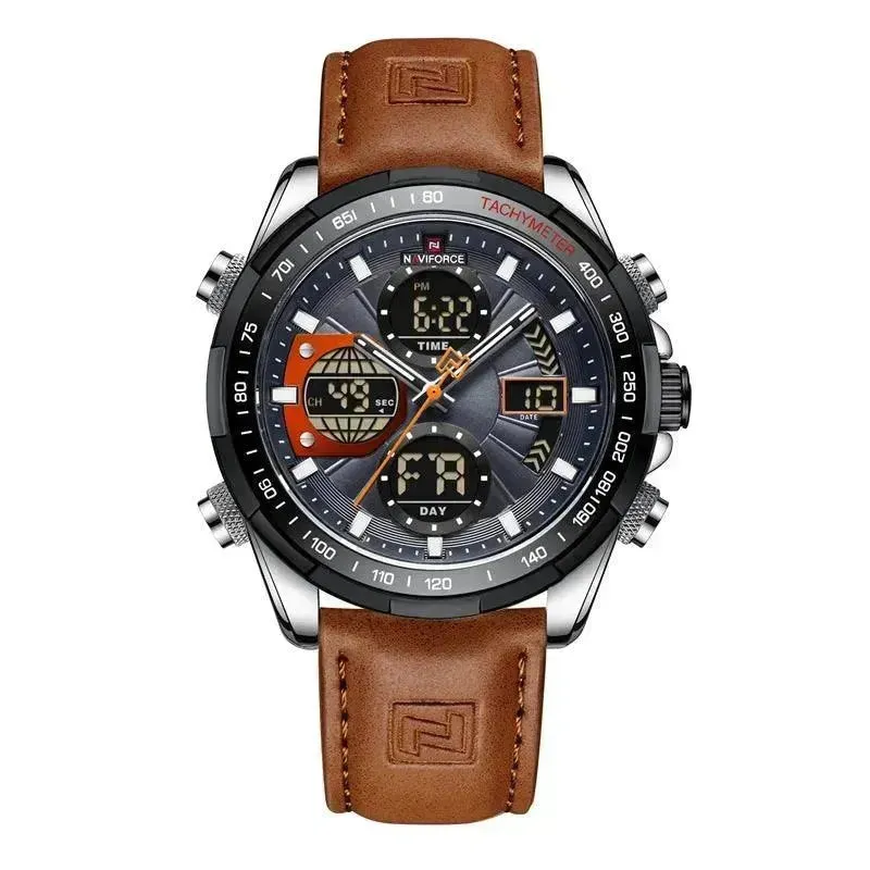 Luxury Men's Waterproof Sports Leather Strap Electronic Multi-function Watch