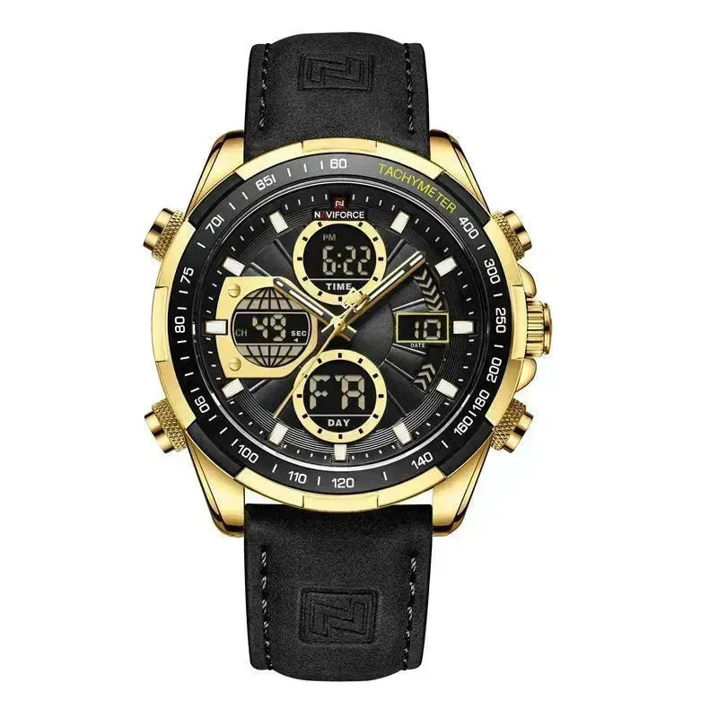 Luxury Men's Waterproof Sports Leather Strap Electronic Multi-function Watch