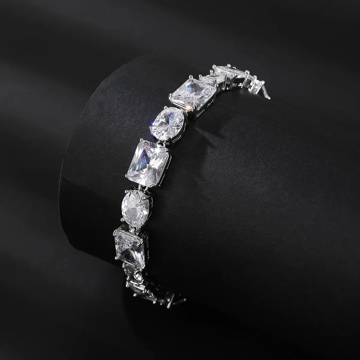 Luxury Square Round Cubic Zirconia Bridal Wedding Engagement Bracelet Women Jewelry Gift CK10187