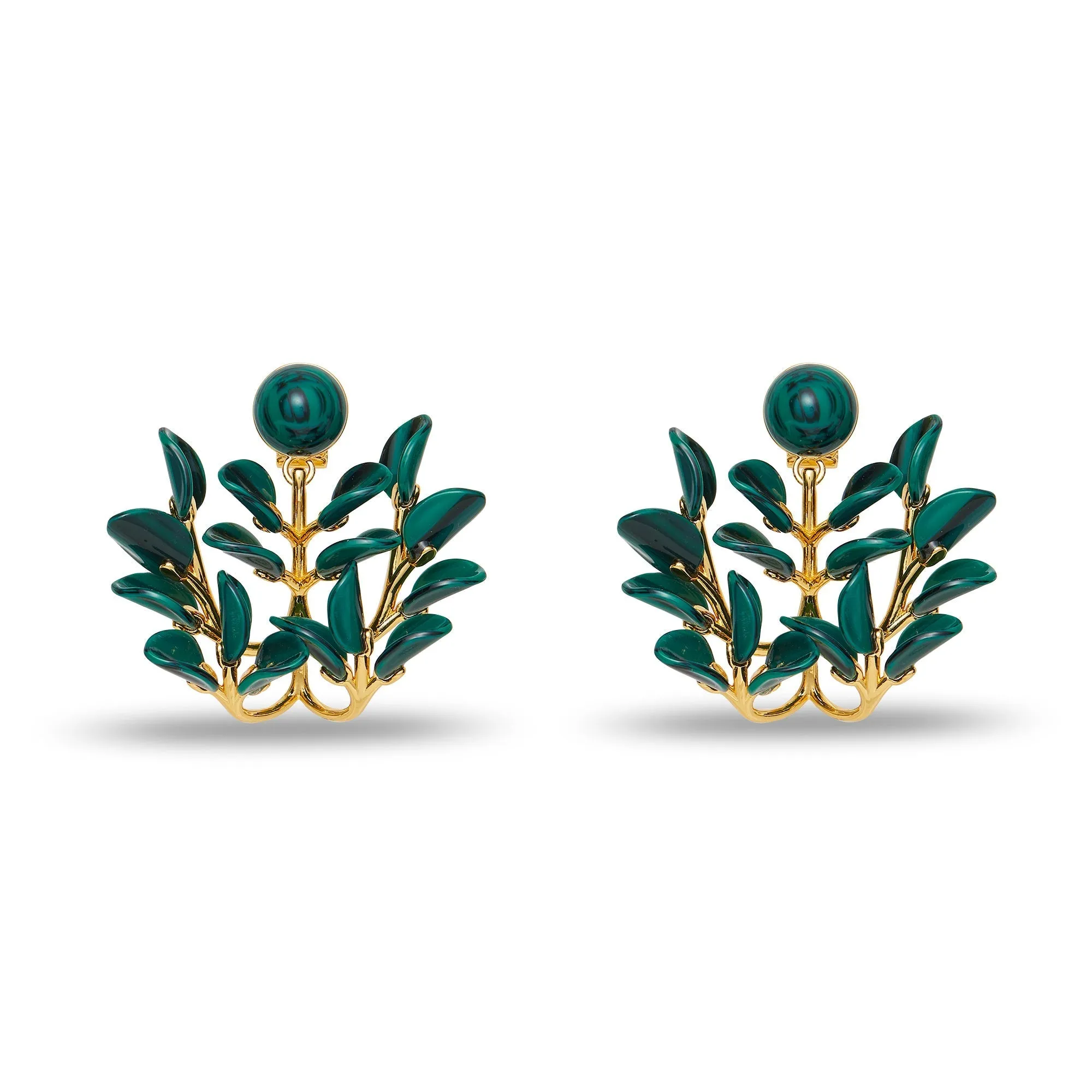 MALACHITE VINE LEAF CHANDELIER EARRINGS