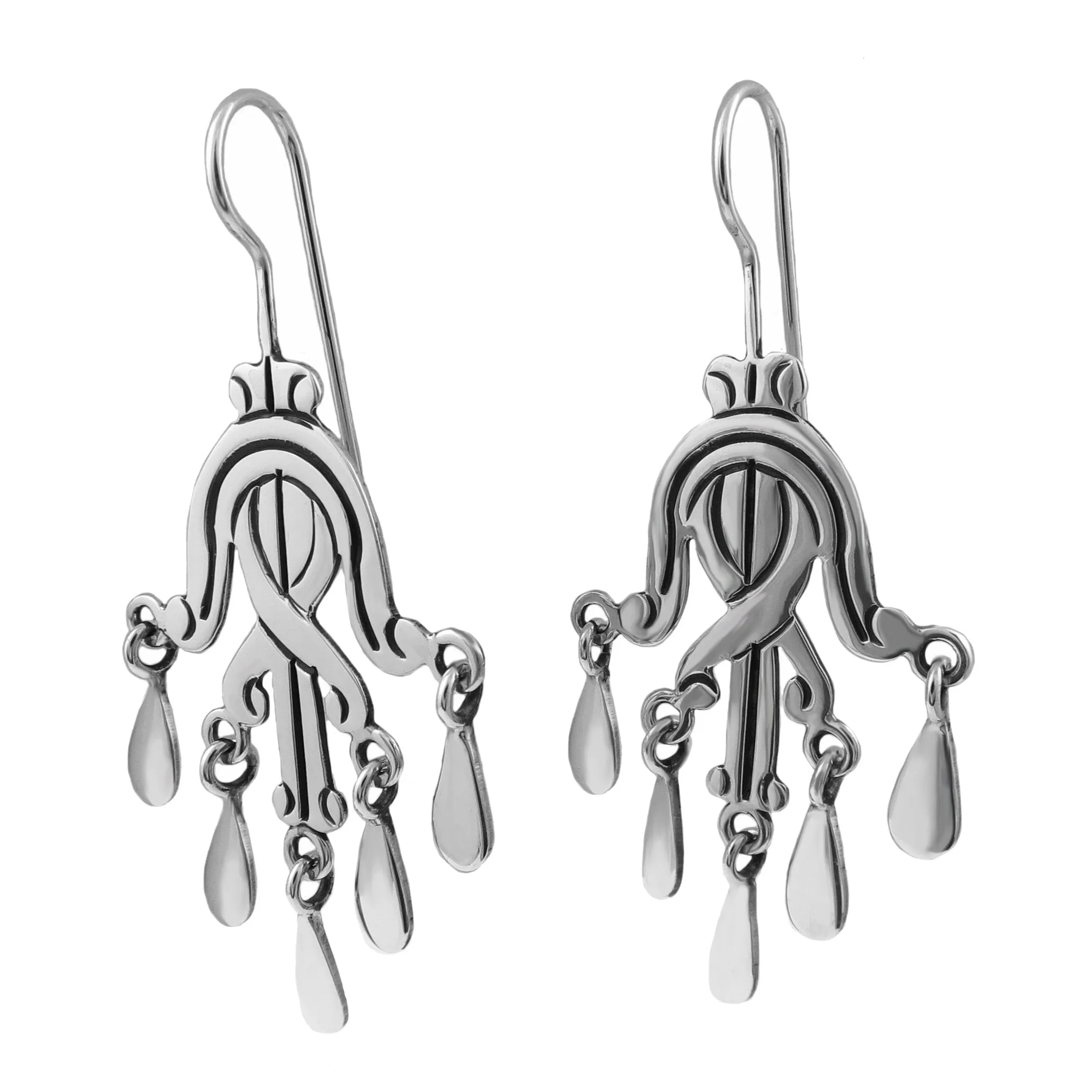 Maria Belen Taxco Designer 925 Sterling Silver Chandelier Earrings