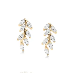 Marquise drop earrings with 1.4 carats* of diamond simulants in 10 carat yellow gold