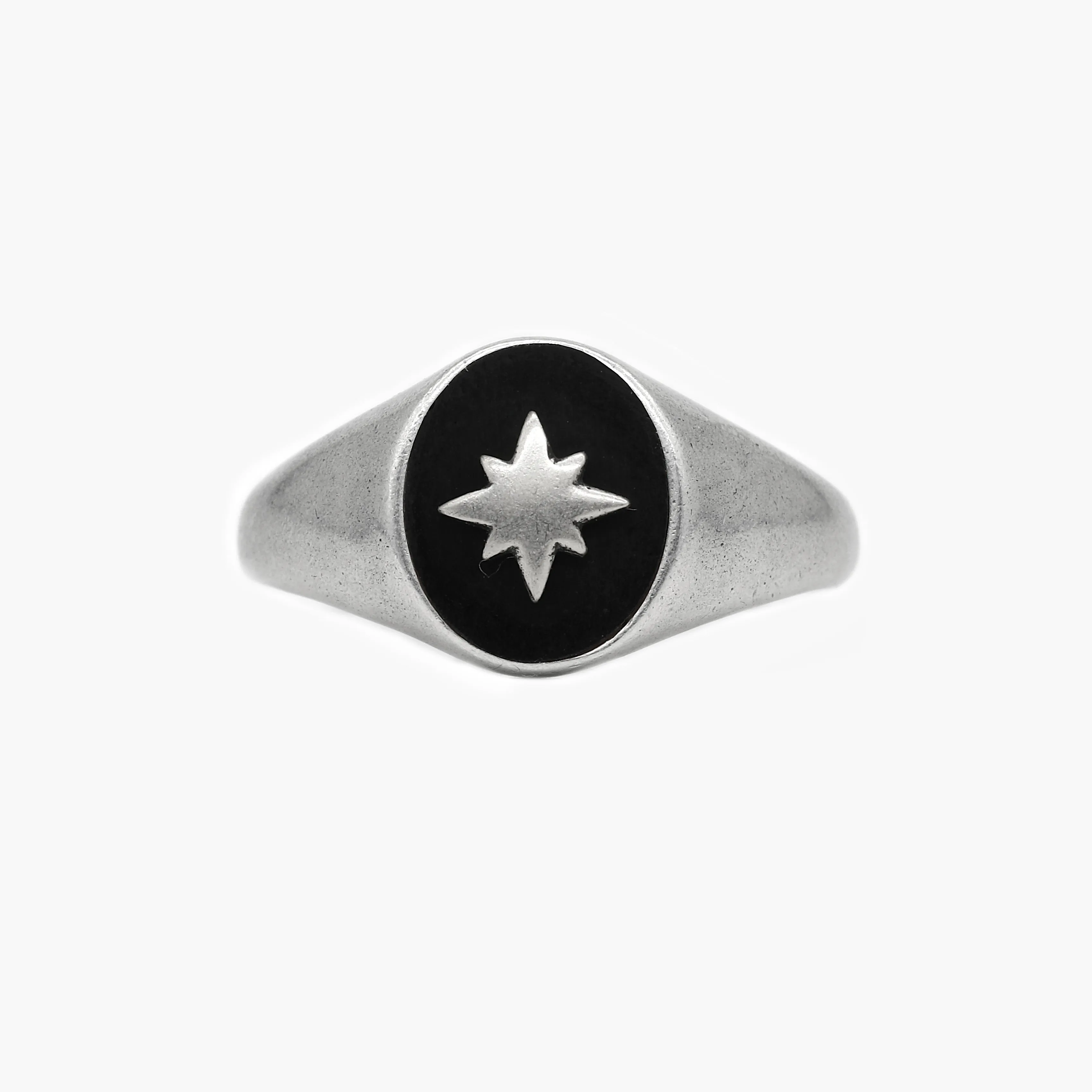 Matte Onyx "Rio" Sterling Silver Signet Ring