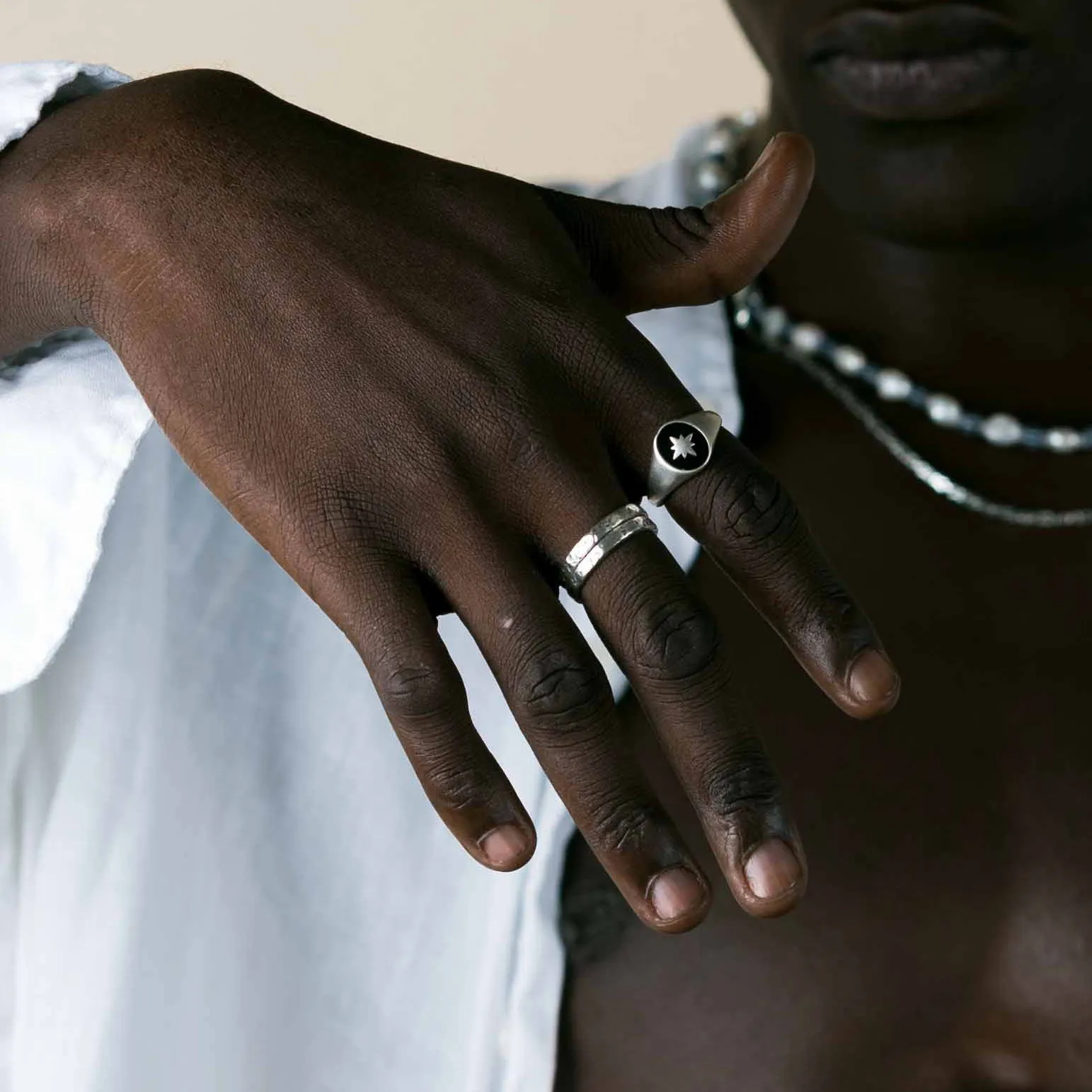 Matte Onyx "Rio" Sterling Silver Signet Ring