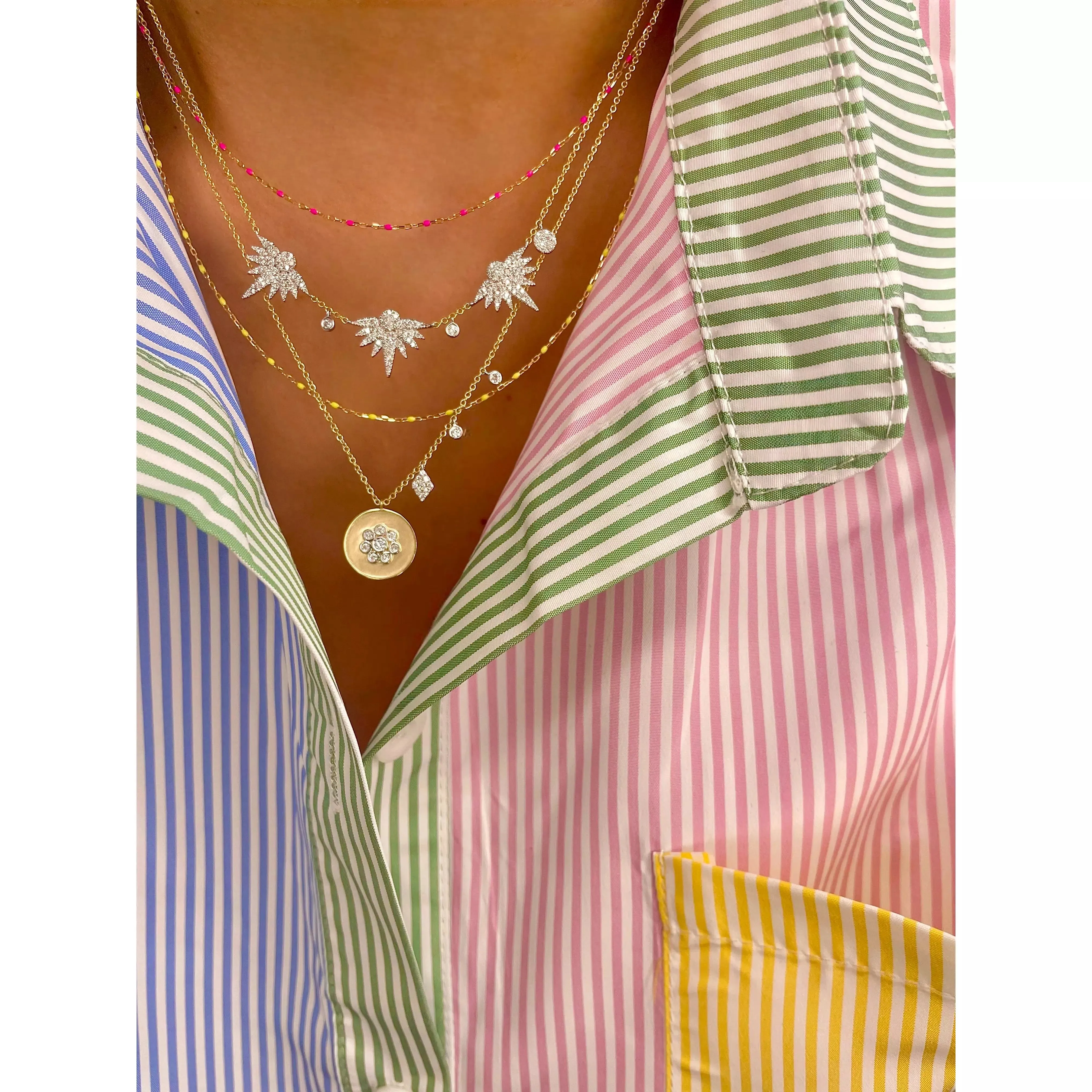 Meira T Pink  Enamel 14kt Layering Chain