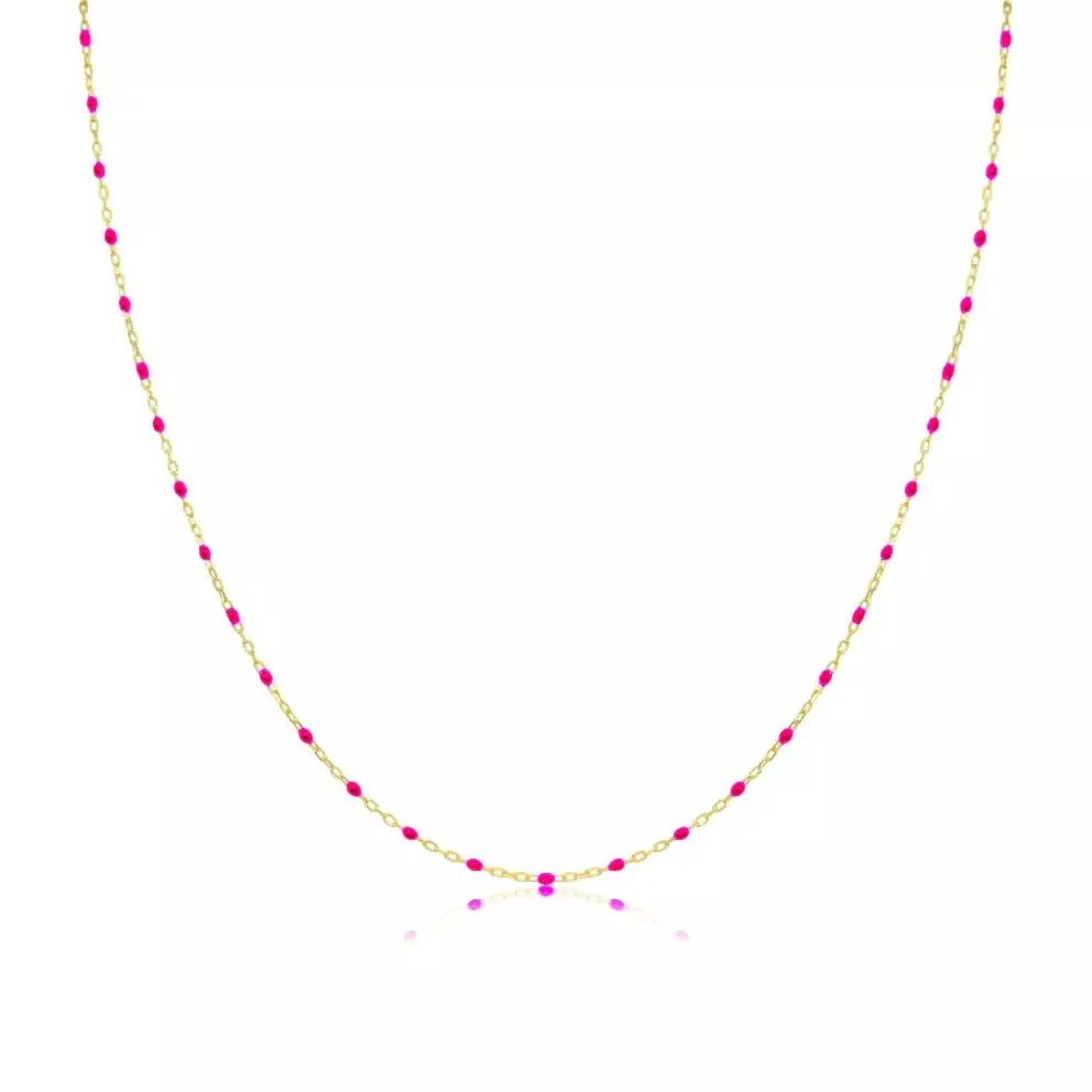 Meira T Pink  Enamel 14kt Layering Chain