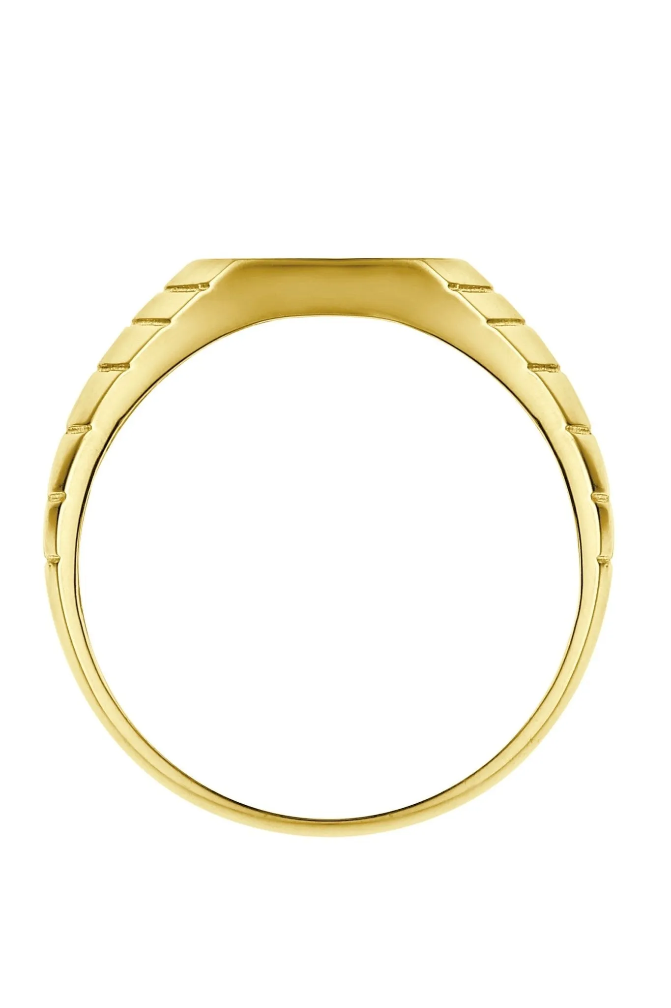 Mens 9ct Two colour Gold Ridged Signet Ring