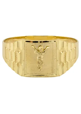 Mens Baby Jesus Signet Ring - 10K Gold | 2 Grams