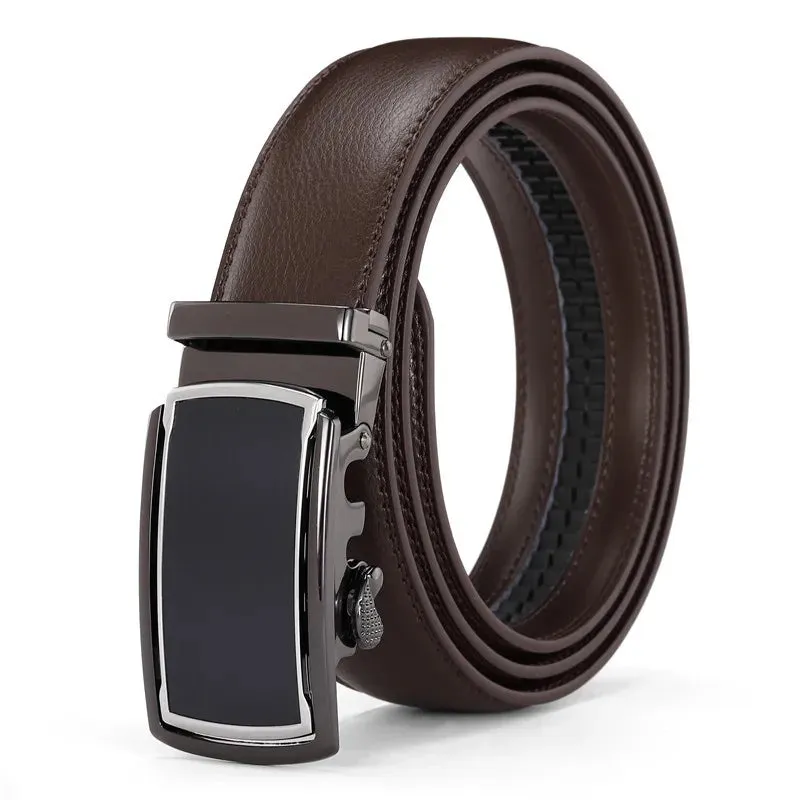 Men's Belt Alloy Automatic Buckle Genuine Leather Belt High Quality Business Casual Male Belts Luxury Fashion Cowhide Waist Band