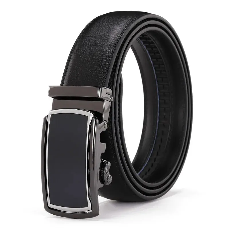 Men's Belt Alloy Automatic Buckle Genuine Leather Belt High Quality Business Casual Male Belts Luxury Fashion Cowhide Waist Band