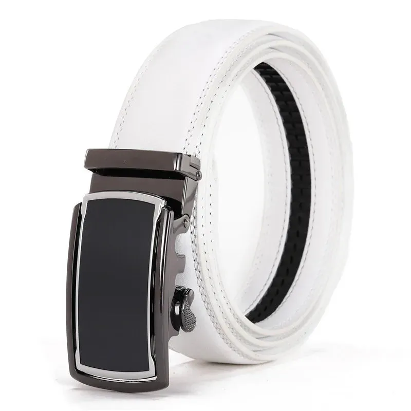 Men's Belt Alloy Automatic Buckle Genuine Leather Belt High Quality Business Casual Male Belts Luxury Fashion Cowhide Waist Band