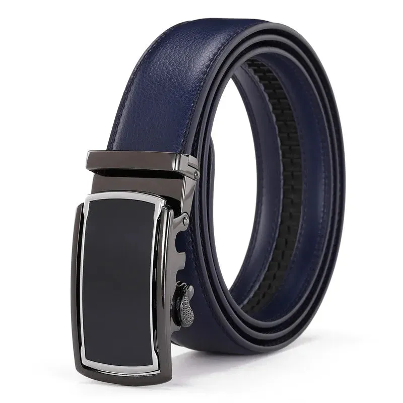 Men's Belt Alloy Automatic Buckle Genuine Leather Belt High Quality Business Casual Male Belts Luxury Fashion Cowhide Waist Band