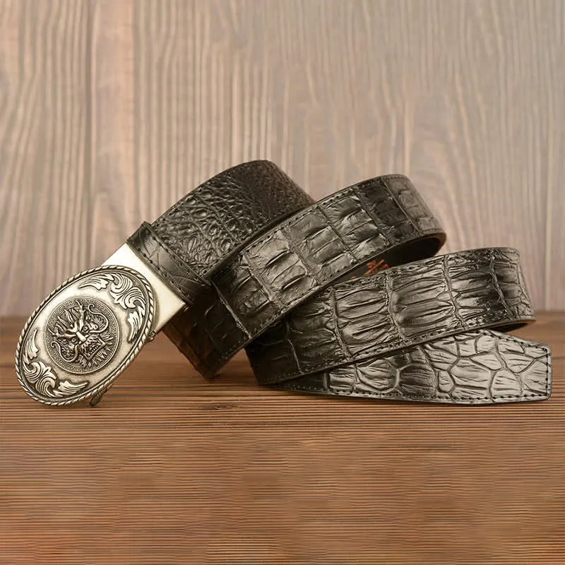 Men's Dragon Head Crocodile Pattern Leather Belt