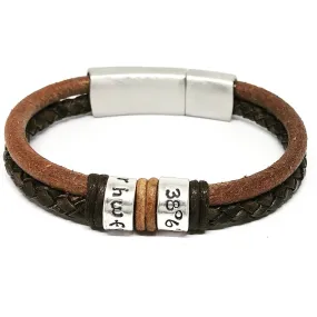 Men's Personalised Dual Leather Cord Bracelet