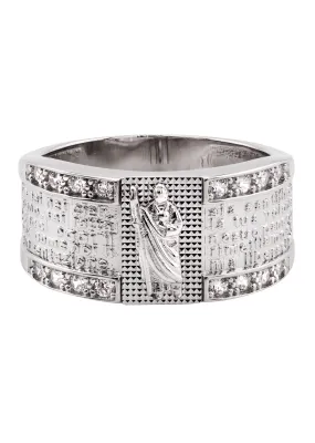 Mens Silver CZ Jesus Ring | Appx 6.7 Grams