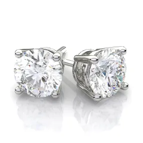 Mia 14k White Gold Plated Sterling Silver Stud Earrings with Cubic Zirconia Crystals