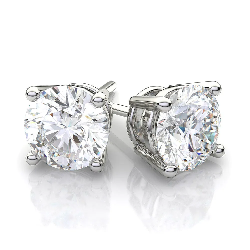 Mia 14k White Gold Plated Sterling Silver Stud Earrings with Cubic Zirconia Crystals