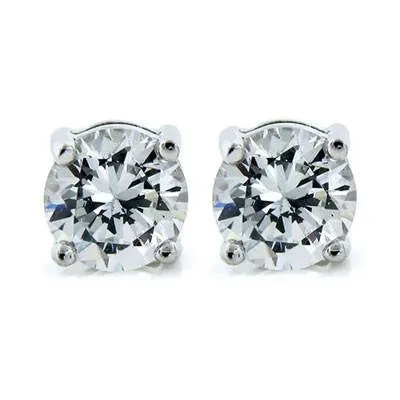 Mia 14k White Gold Plated Sterling Silver Stud Earrings with Cubic Zirconia Crystals