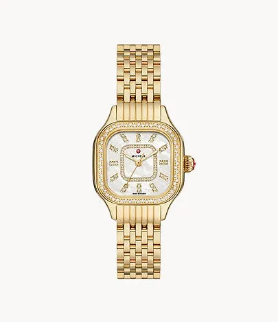 Michele Meggie Gold Diamond Stainless Steel Watch