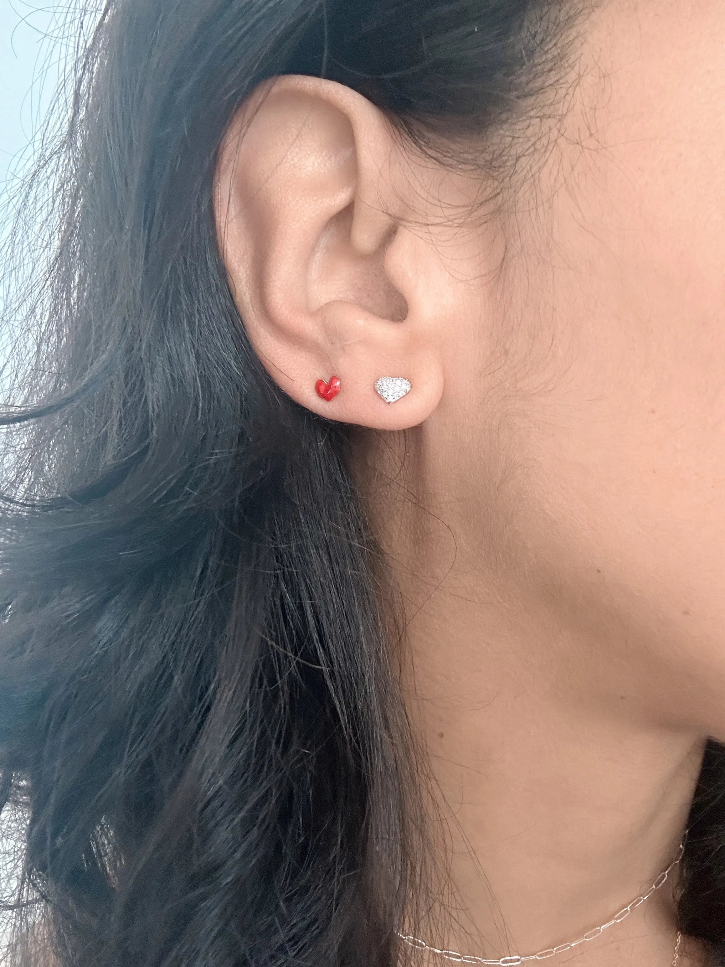 Mini Red Heart Studs