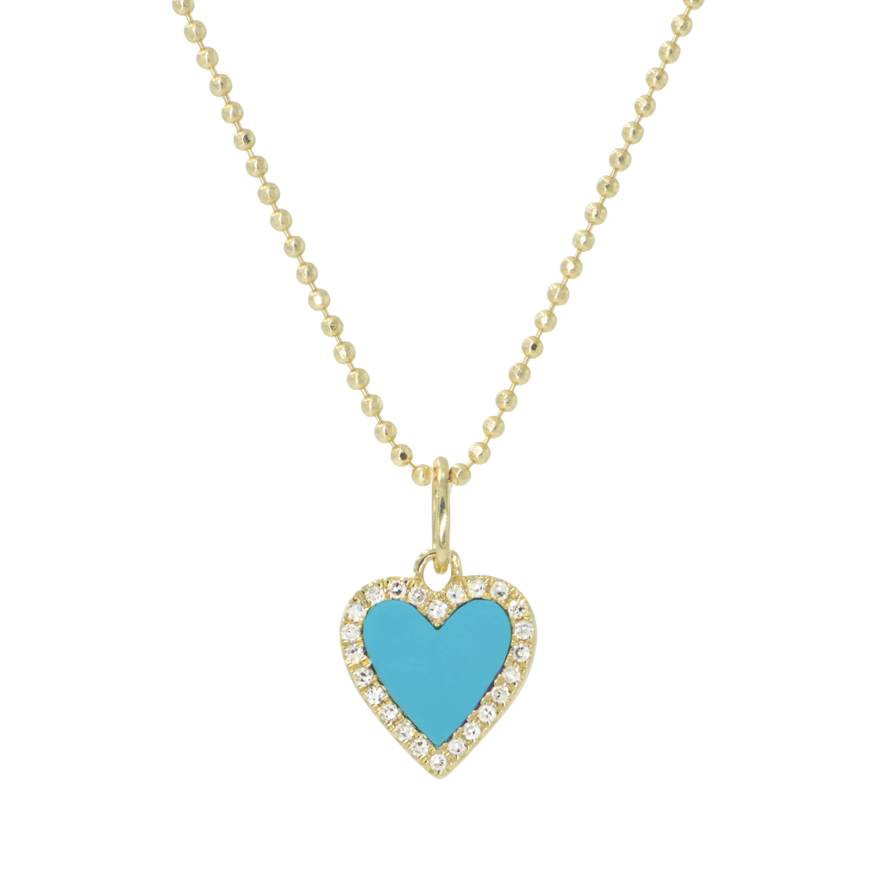 Mini Turquoise Heart Necklace With Diamonds