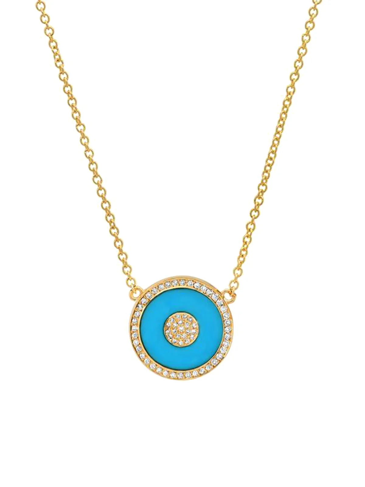 Mini Turquoise Inlay and Diamond Evil Eye Necklace