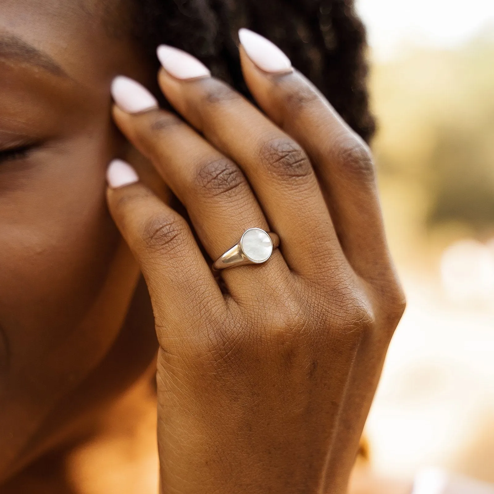 Mother of Pearl Signet Ring