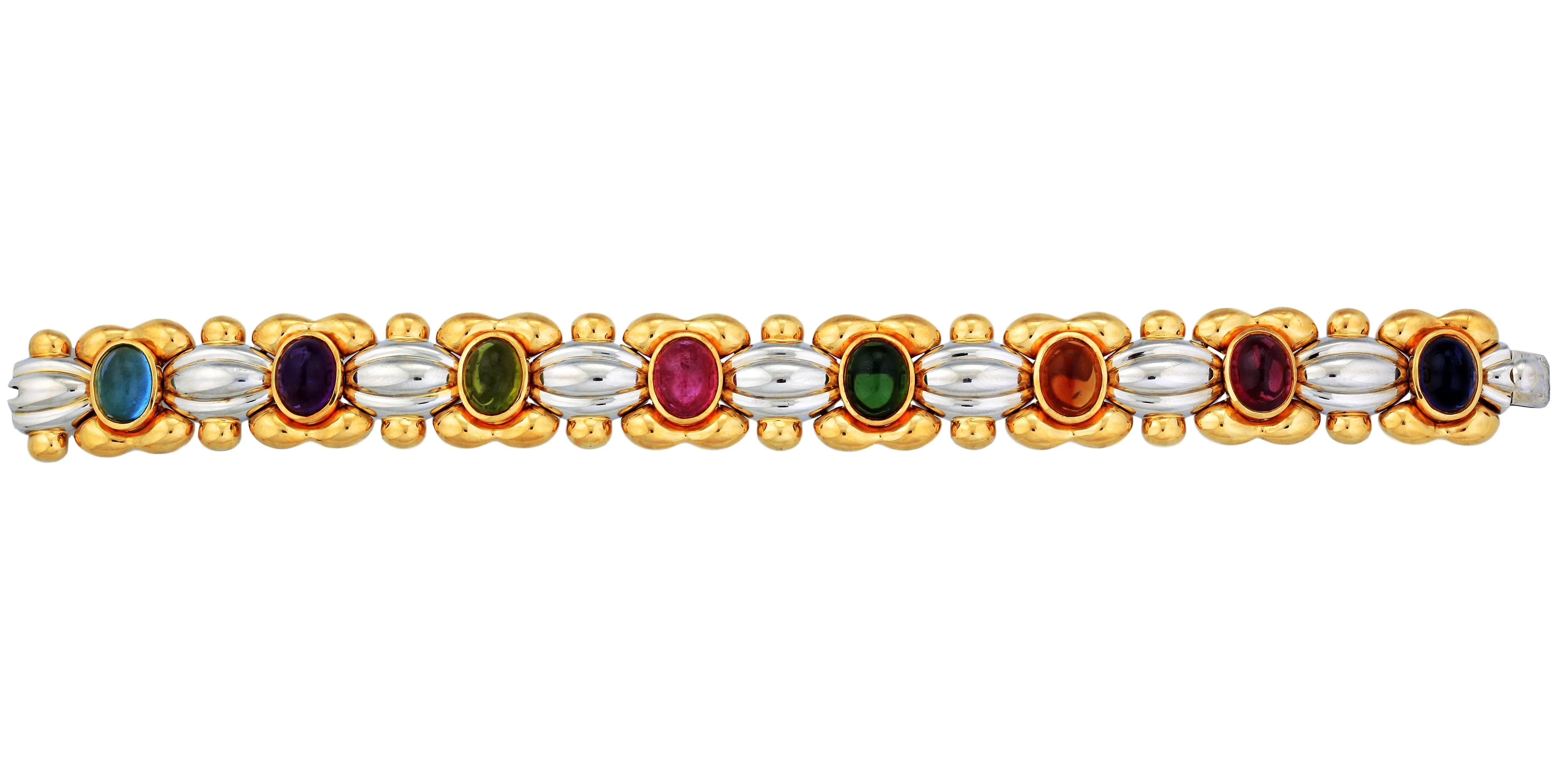 Multi-color Tourmaline Bracelet in White & Yellow Gold