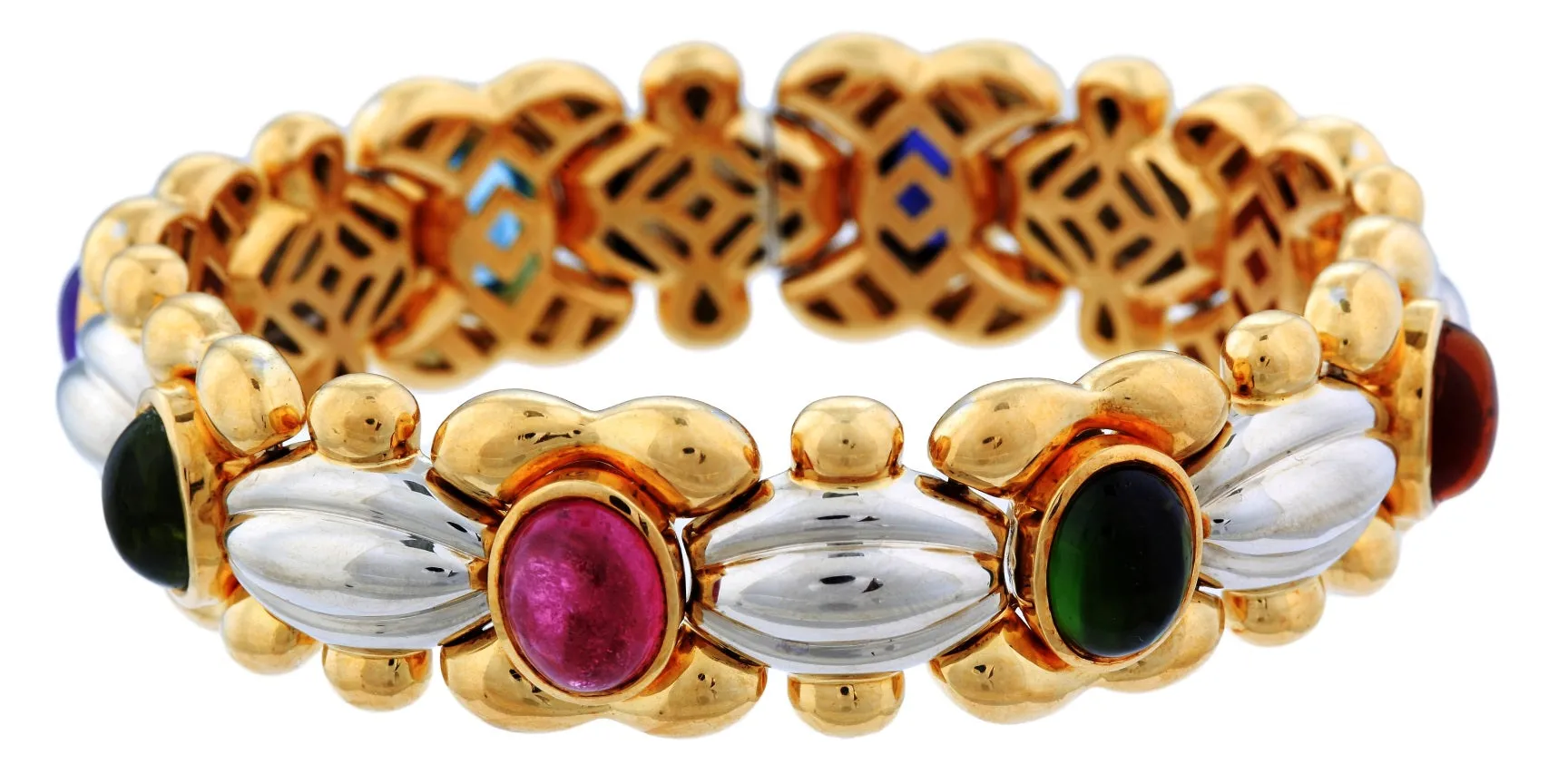 Multi-color Tourmaline Bracelet in White & Yellow Gold