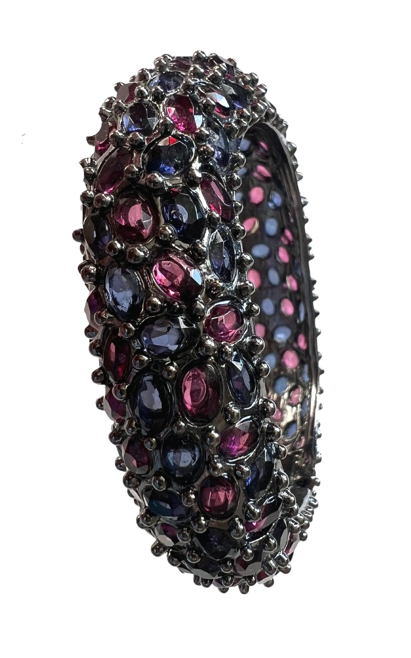 Multifaceted Purple Crystals Cuff Bracelet