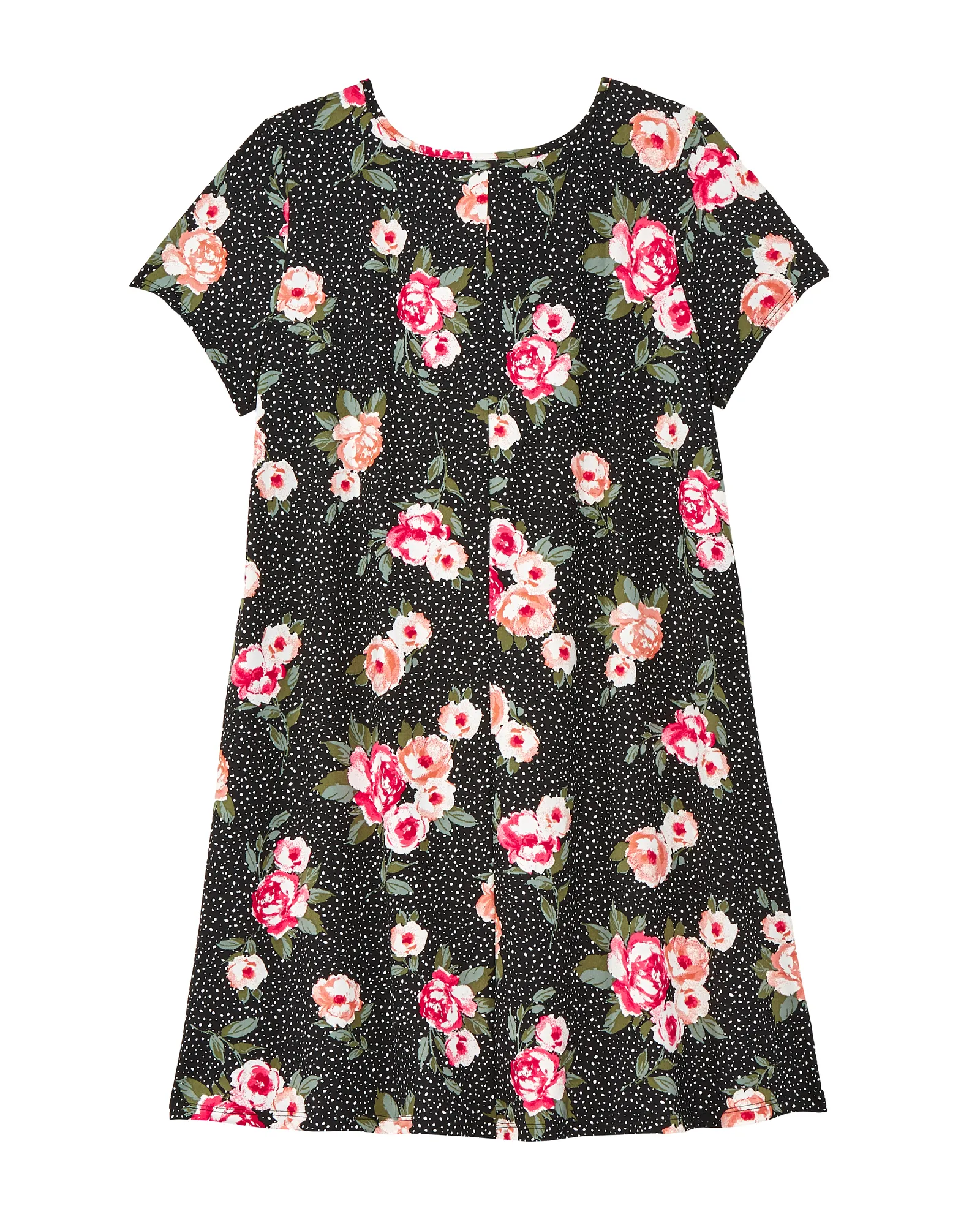 Myrtle Cap Sleeve Swing Dress | Black / Pink