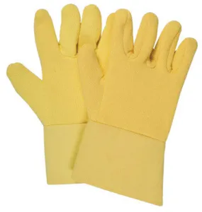 National Safety Apparel Large 12" Yellow 22 Ounce Kevlar Terrybest Terry Cloth Reversed Wool Lined Heat Resistant Gloves With Kevlar Twill Cuff