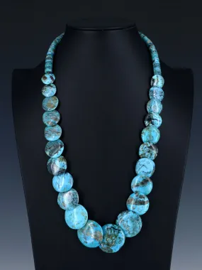 Native American Jewelry Blue Turquoise Disc Necklace