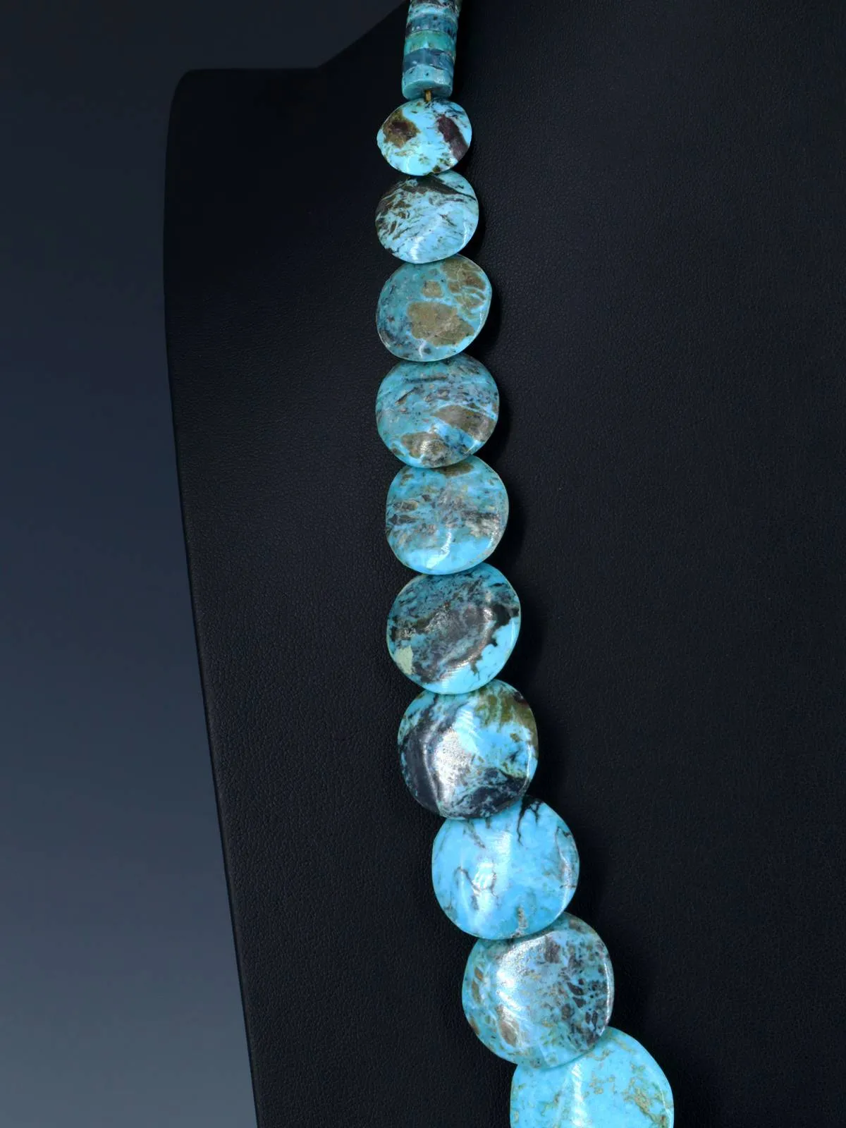 Native American Jewelry Blue Turquoise Disc Necklace