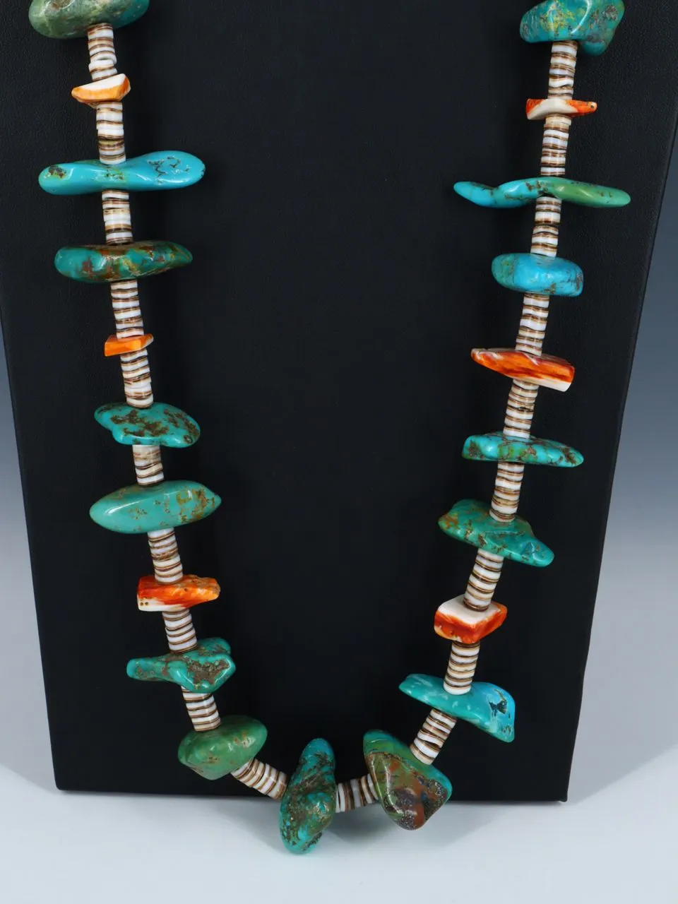 Native American Jewelry Single Strand Turquoise and Shell Heishi