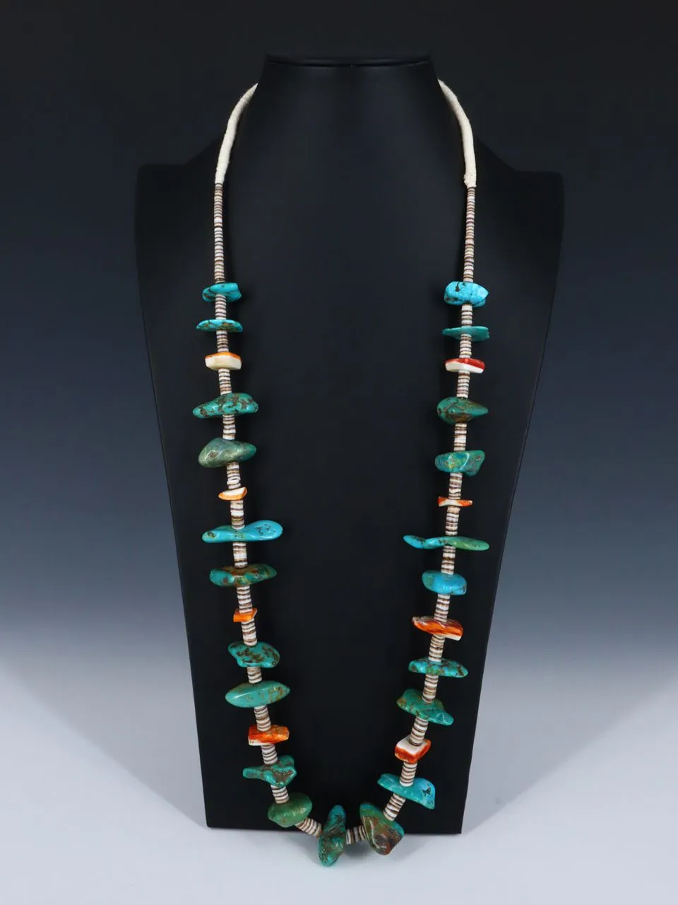 Native American Jewelry Single Strand Turquoise and Shell Heishi