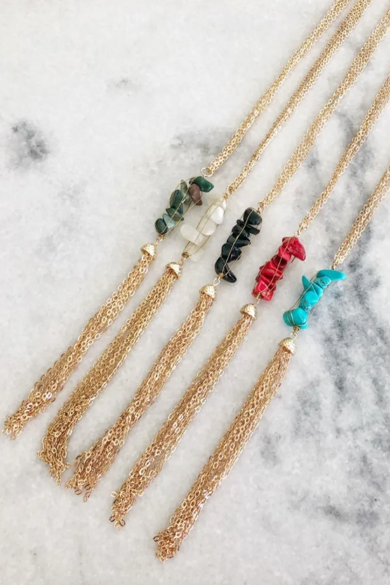 Natural Stone and Tassel Necklaces - Final Sale