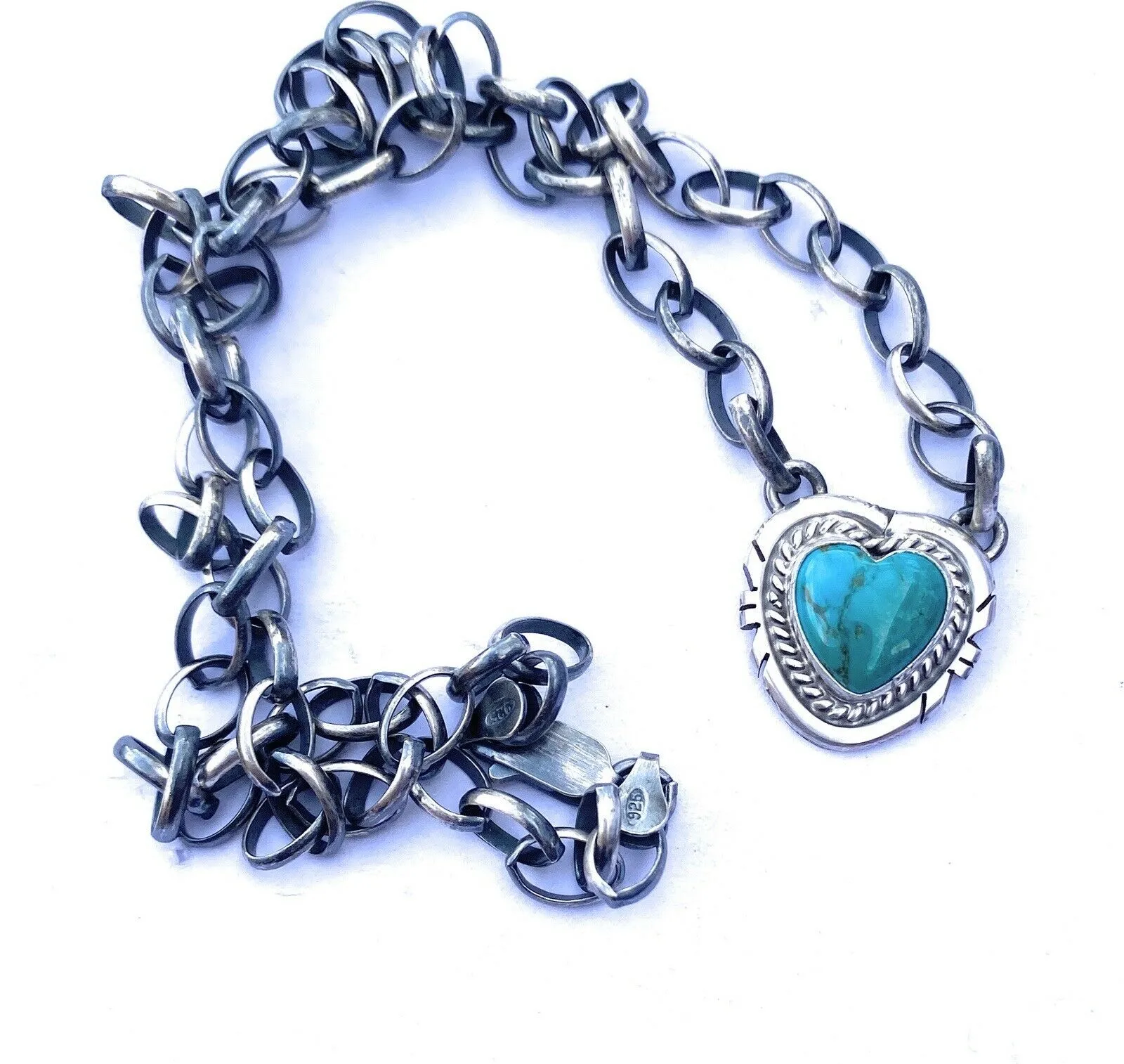 Navajo Sterling Silver & Turquoise Heart Necklace