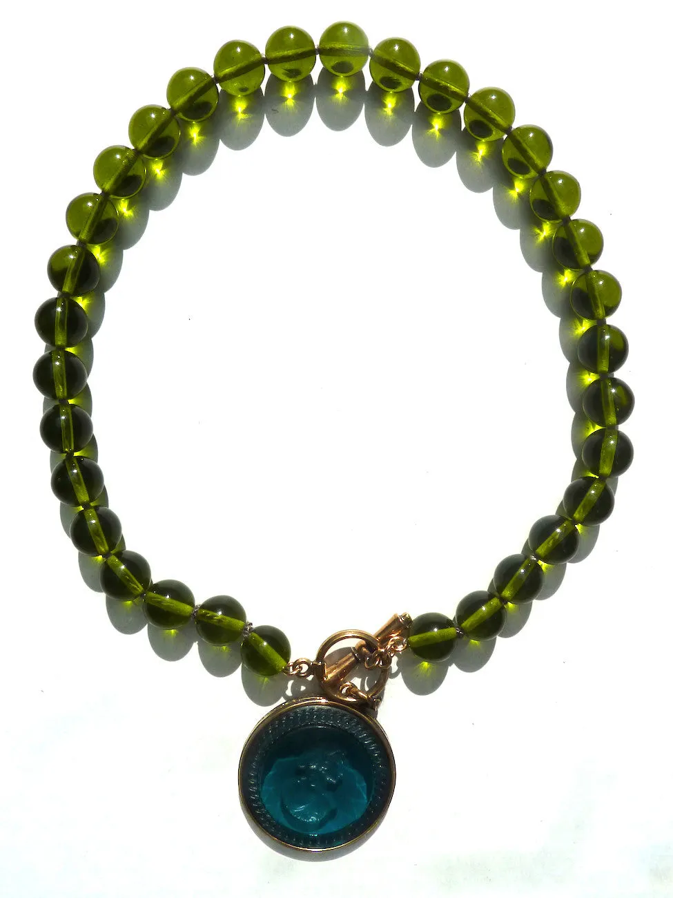 Necklace Intaglio Choker Turquoise Olive